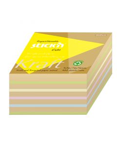 Note Cube Kraft 76x76 400 Sheets Assorted Pastel
